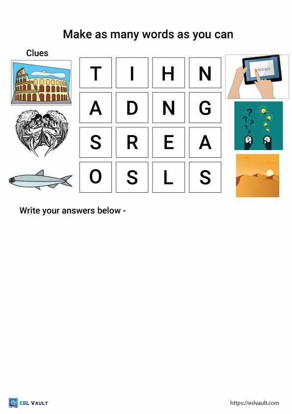 10 Free Printable Boggle Word Puzzles ESL Vault