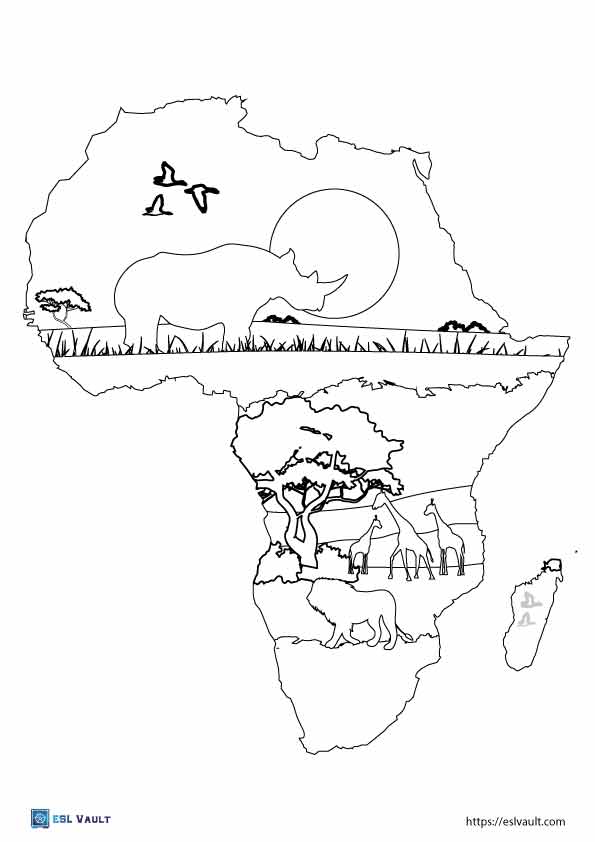 Free Africa Map Coloring Pages Pdf Esl Vault