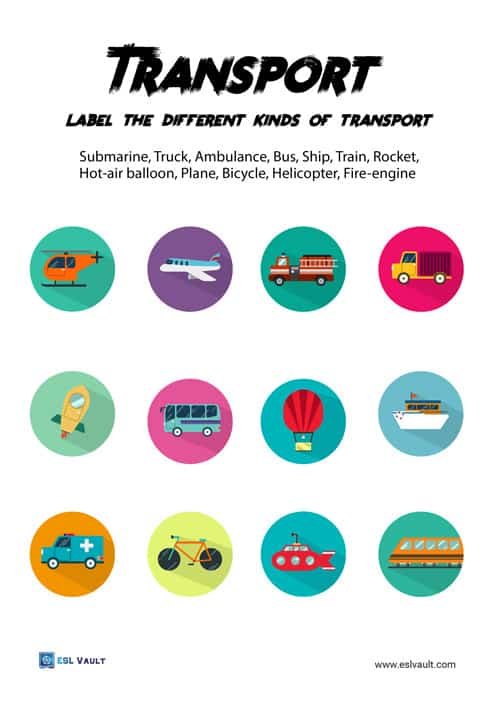 means of transport vocabulary matching easy