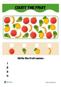 printable counting worksheets 1 - 10 with fruits