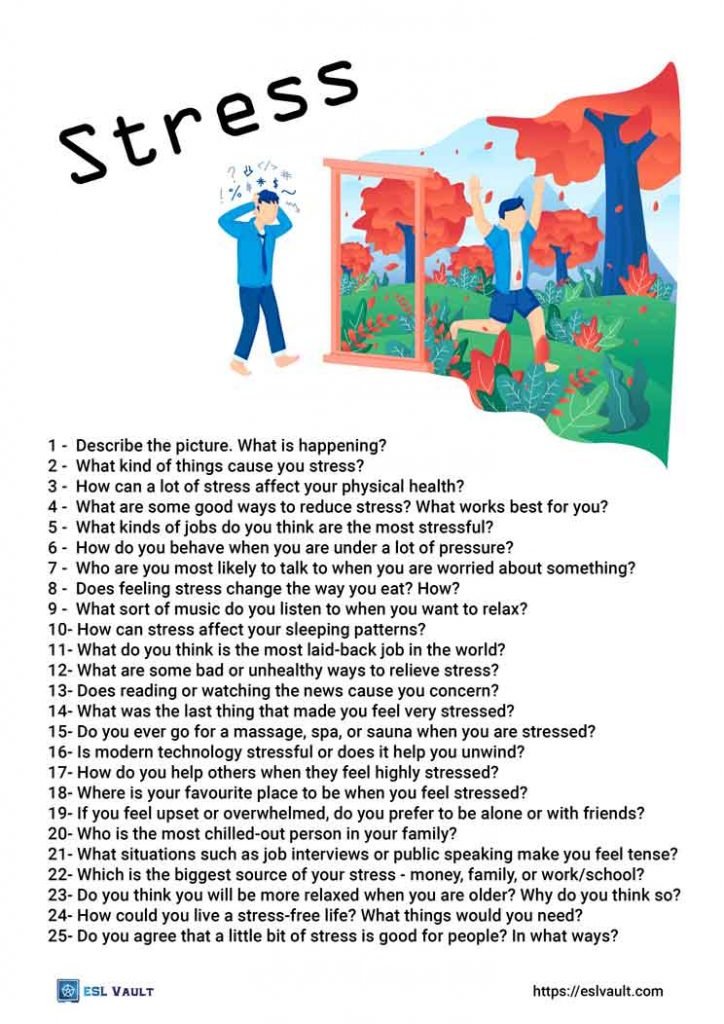 conversation questions about stress for ESL
