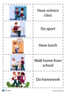 esl daily routines dominoes and picture cards