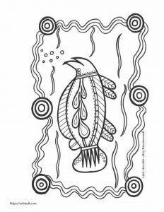 aboriginal art colouring pages - barramandi fish