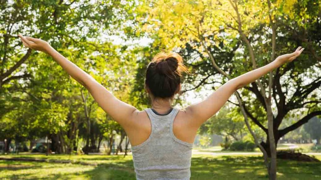a woman exercising in her daily routine