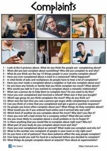 25 conversation questions about complaints
