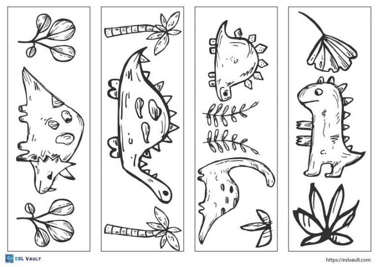 free printable bookmarks to color dinosaurs