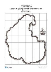 pirate map for teaching directions in English