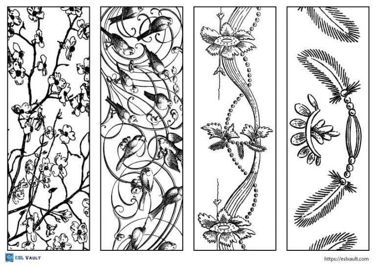decorative free printable bookmarks to color pdf