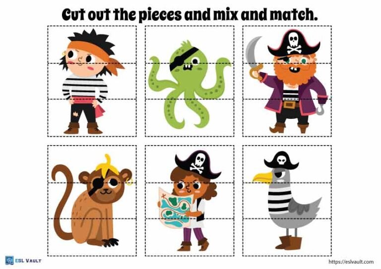 pirate worksheets for preschool mix and match