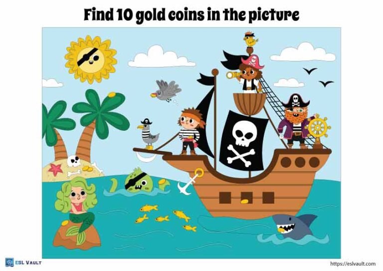 pirate worksheets for preschool seek and find