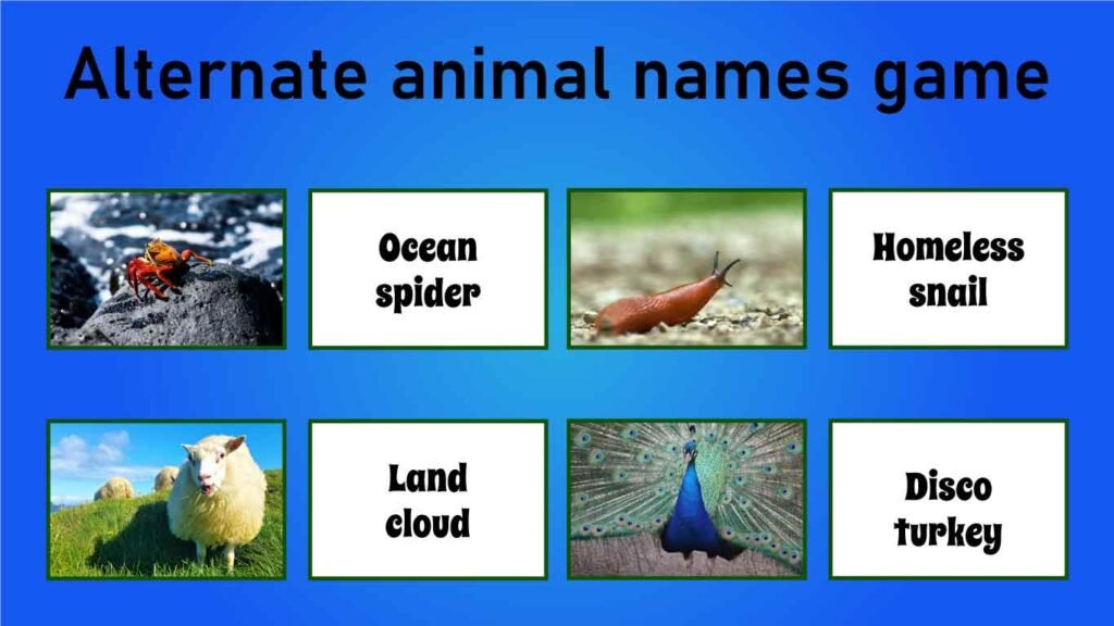 alternate animal names word association game