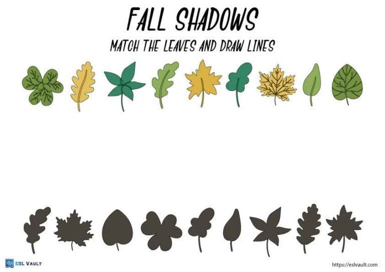 free printable shadow matching worksheet fall