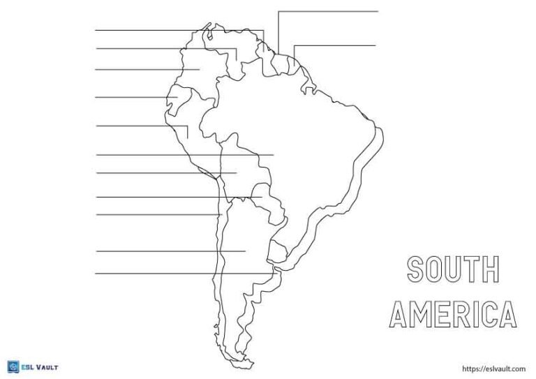 map of south america coloring page with labels