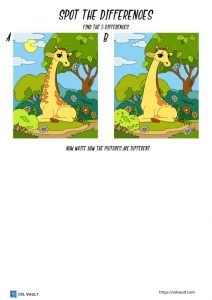 spot the difference printable worksheets giraffe