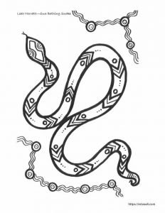 aboriginal art colouring pages - snake in the sun