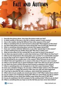 25 conversation questions about fall and autumn