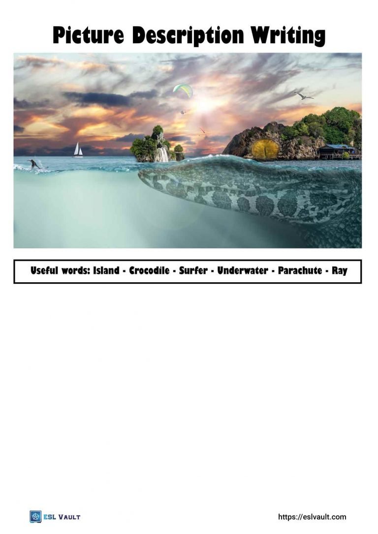 fantasy picture description writing worksheet