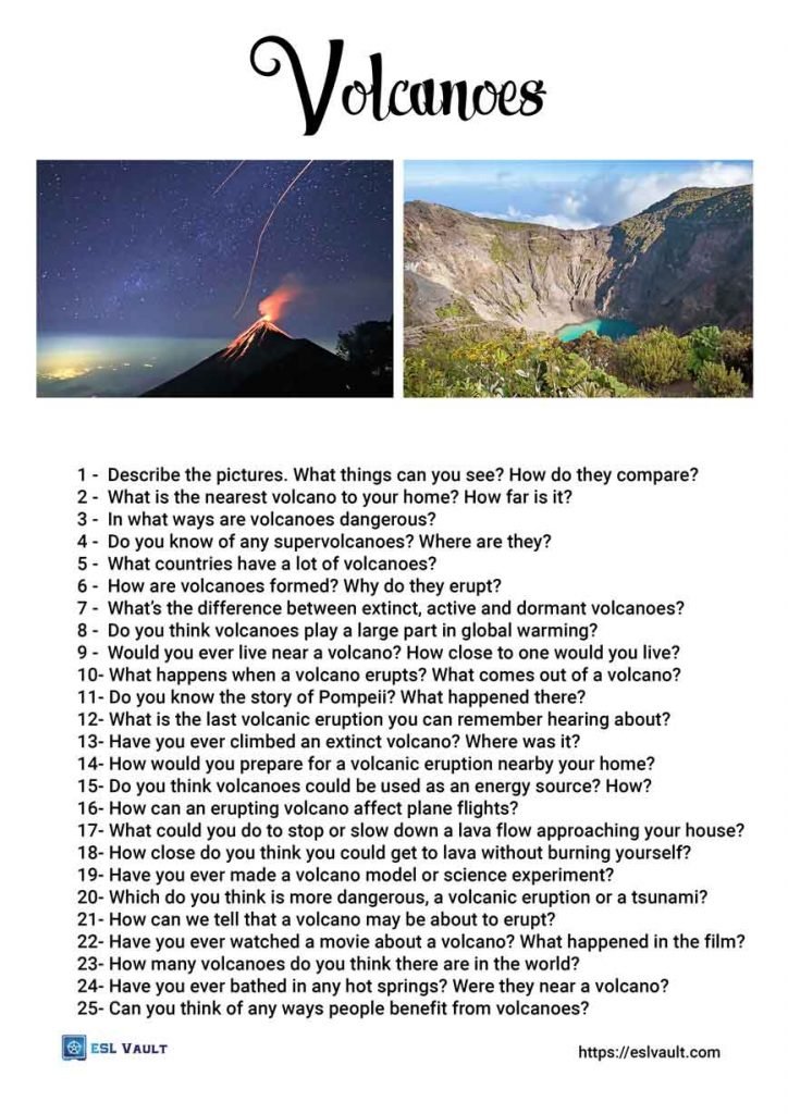 25 volcano questions worksheet