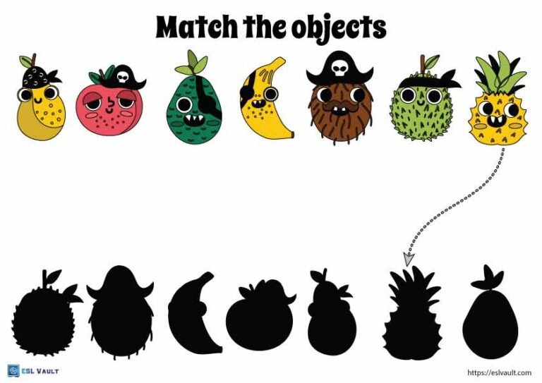shadow matching pirate worksheets for preschool 2
