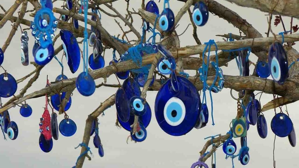 eyes hanging from a tree as an act of superstition