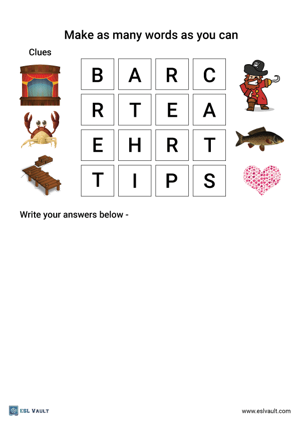 13 free printable boggle word puzzles - ESL Vault
