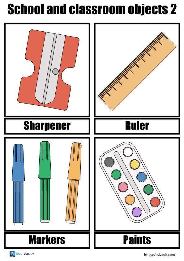 36 Free School Objects Flashcards PDF ESL Vault 36 Free School Objects Flashcards PDF ESL Vault