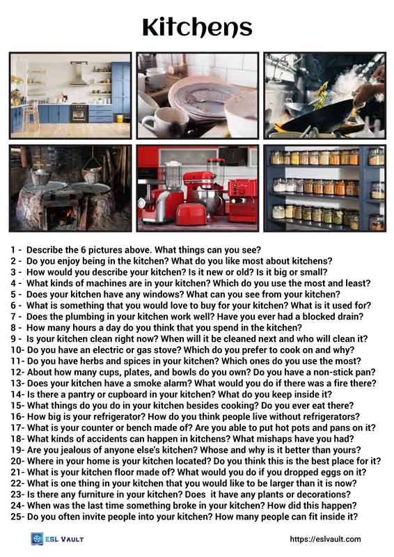 25 conversation questions about kitchens