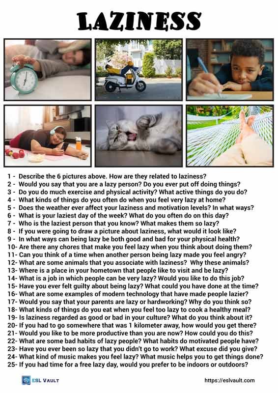 25 conversation questions about laziness