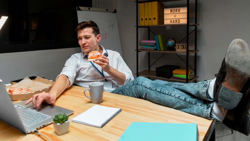 a lazy man working from home