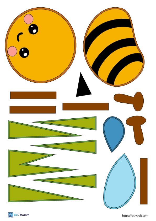 paper bee craft template 3