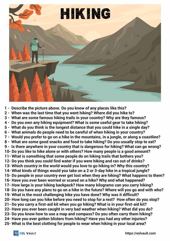 25 hiking conversation questions