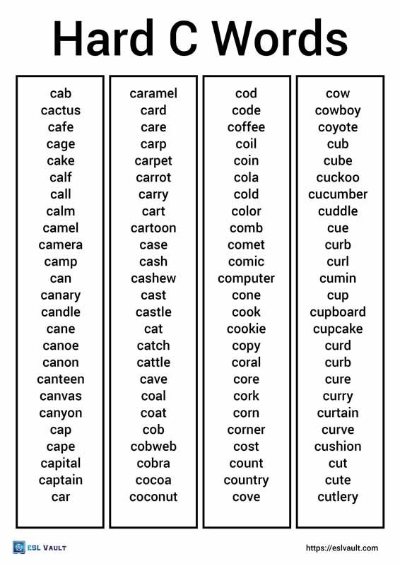 hard C words list