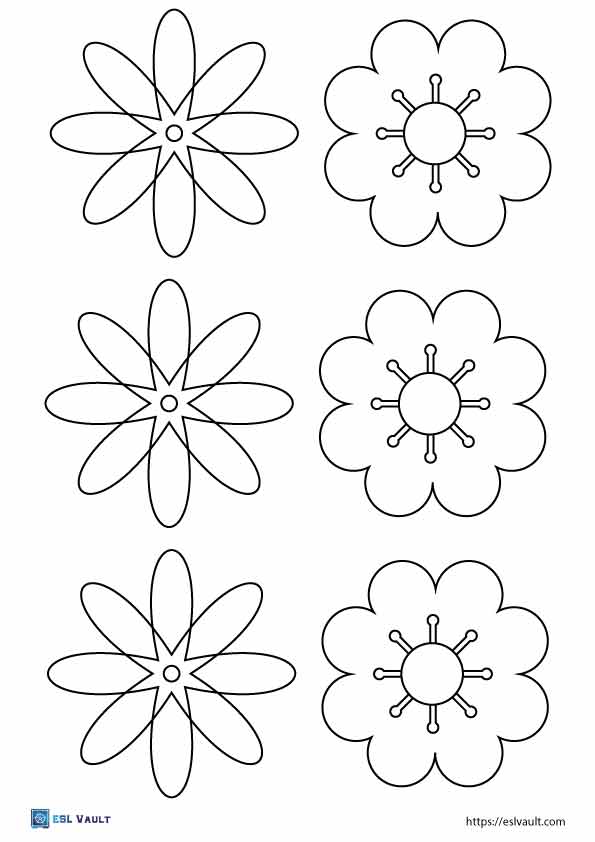 120 free printable flowers to cut out (PDF) - ESL Vault