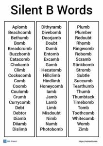 silent b words list