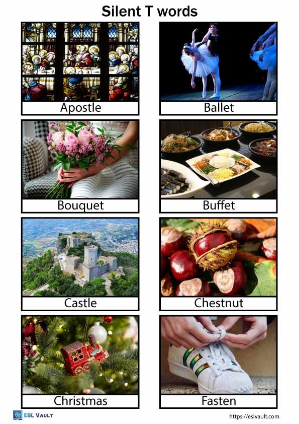 silent t words pictures