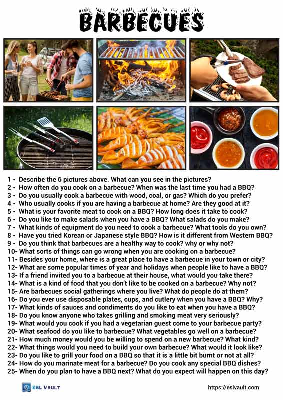 25 conversation questions about barbecues