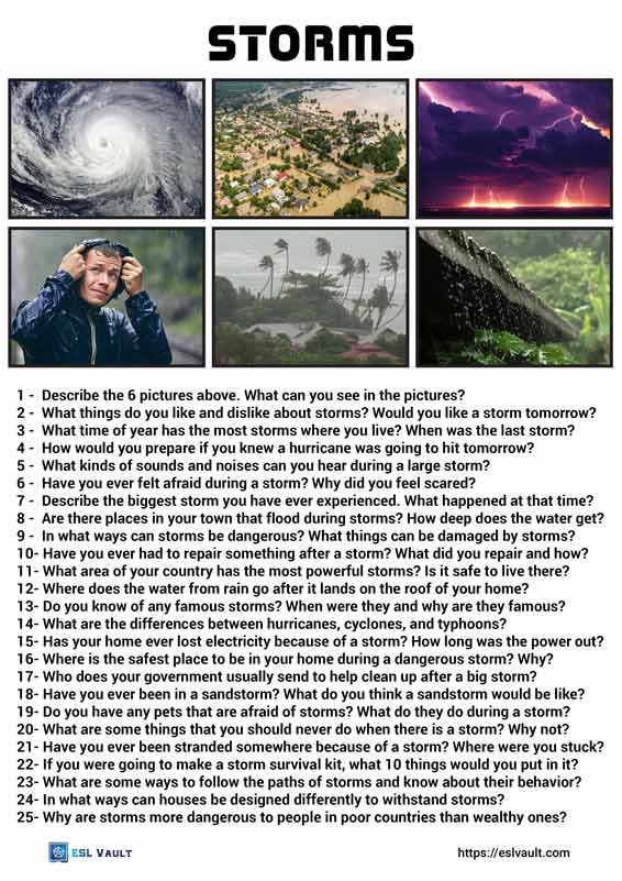 25 conversation questions about storms