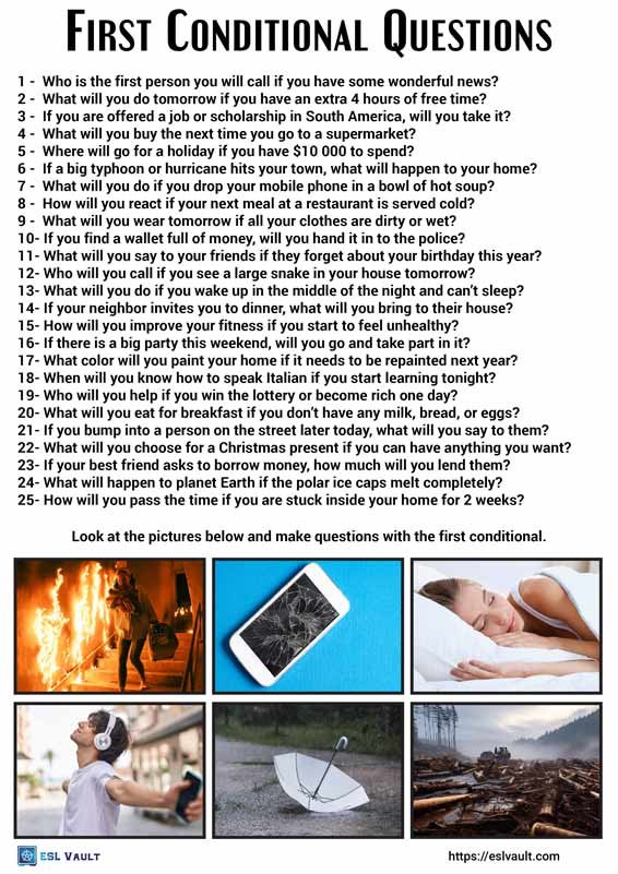 25 first conditional conversation questions