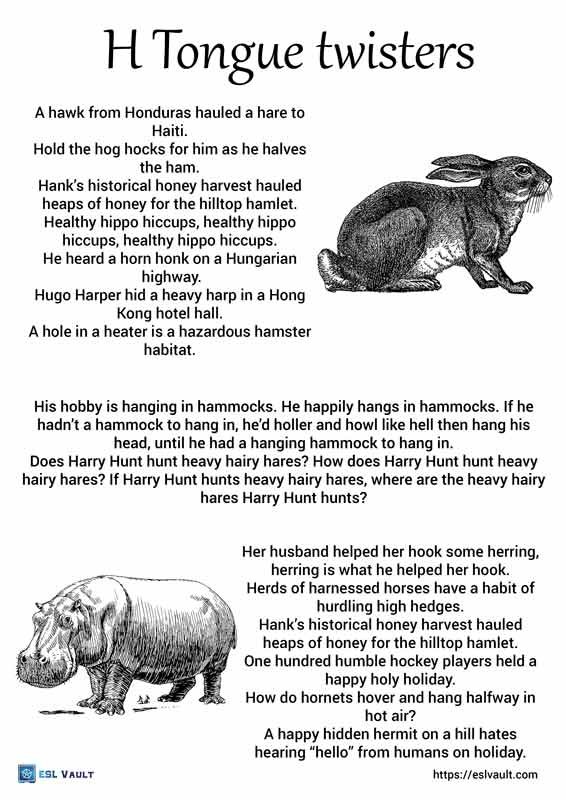 tongue twisters with h