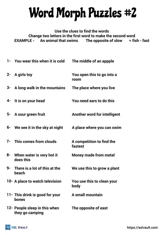 word morph puzzles 2