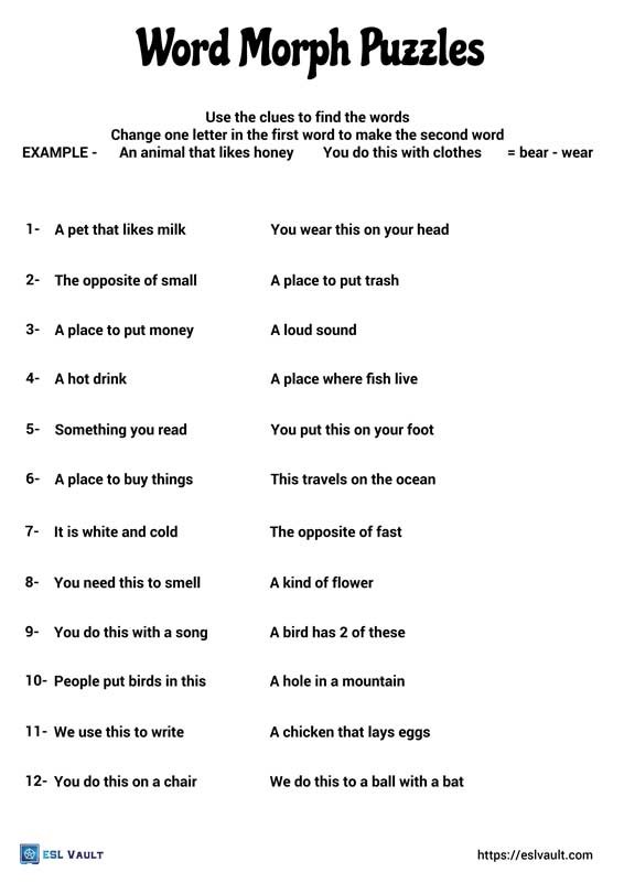 word morph puzzles