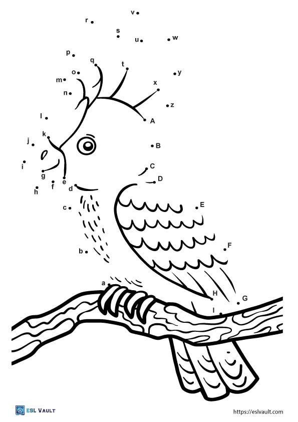 dot to dot alphabet letters cockatoo