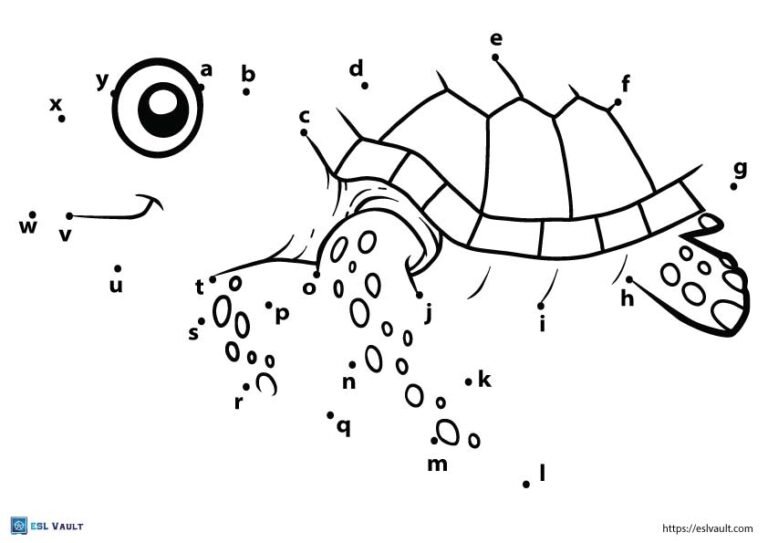 dot to dot alphabet pdf turtle