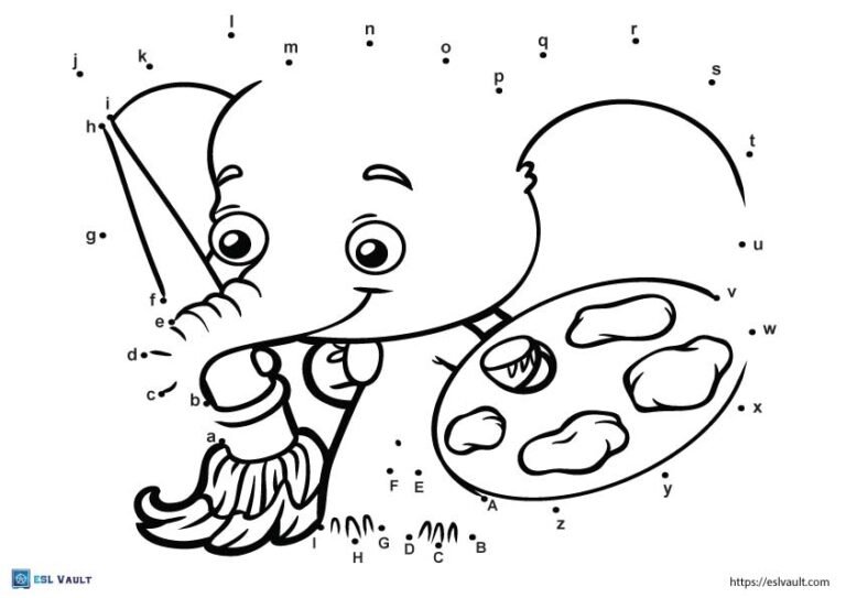 dot to dot alphabet pdf elephant