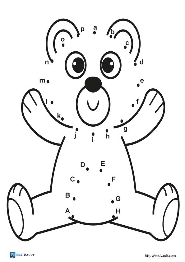 dot to dot with alphabet teddy