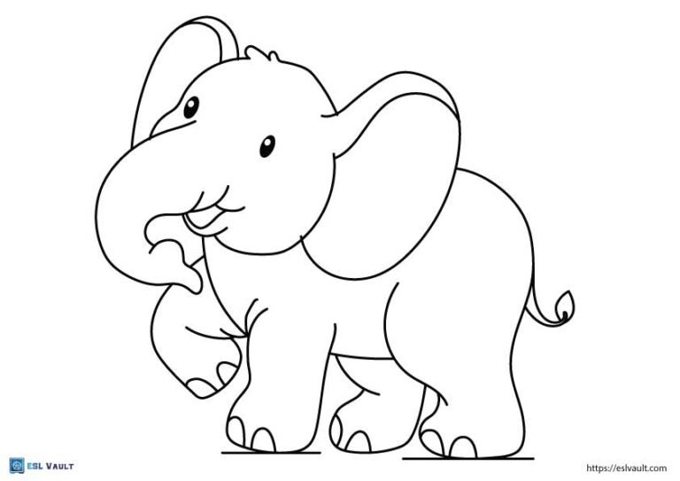 cute baby elephant outline 2