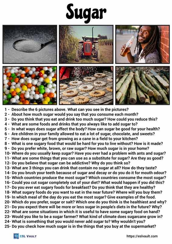 25 conversation questions about sugar