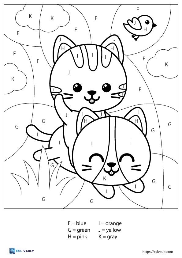 color by letter worksheet free cats