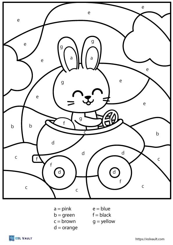 free color by letter worksheet rabbit
