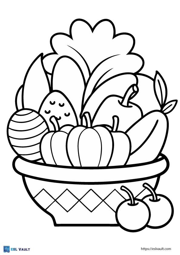 bowl of healthy food coloring page